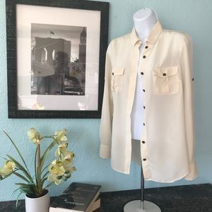 Xsmall J Crew sheer cream  button up blouse